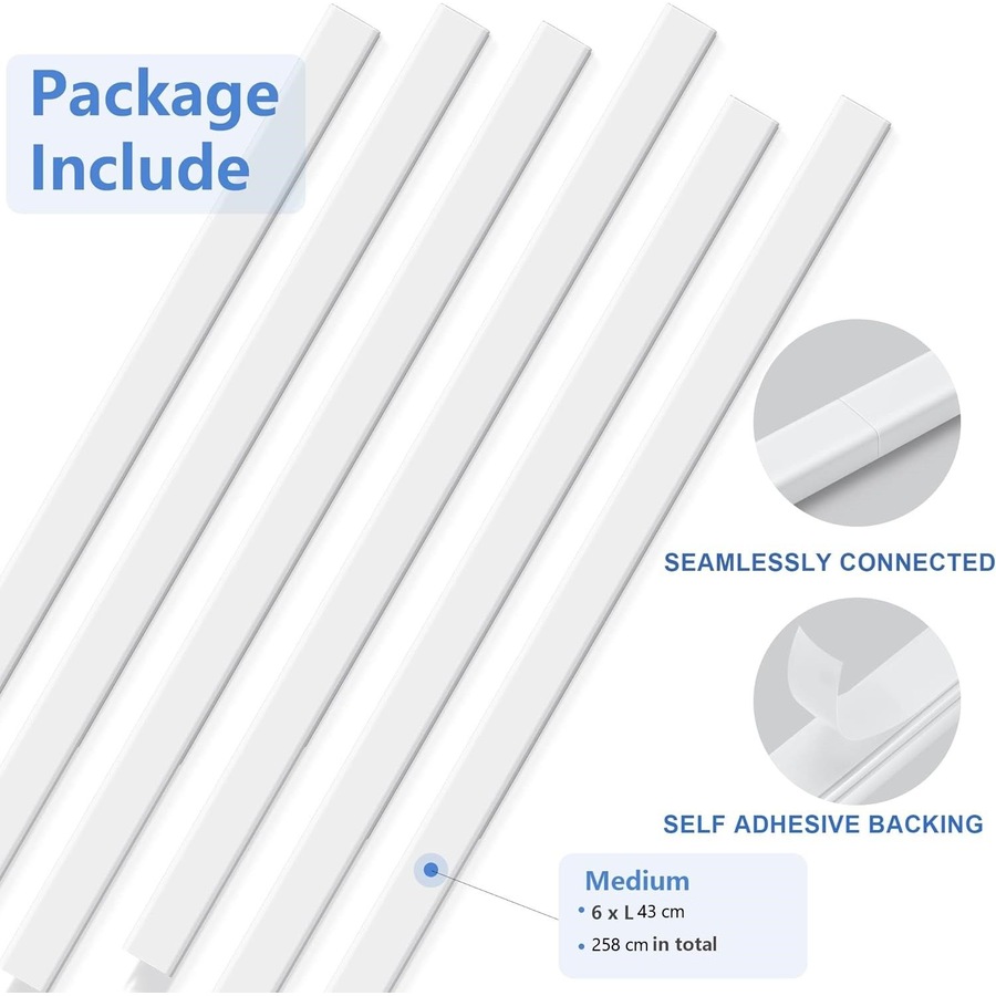 TV Wall Cord Hider Cable Covers Paintable Wall Kit White