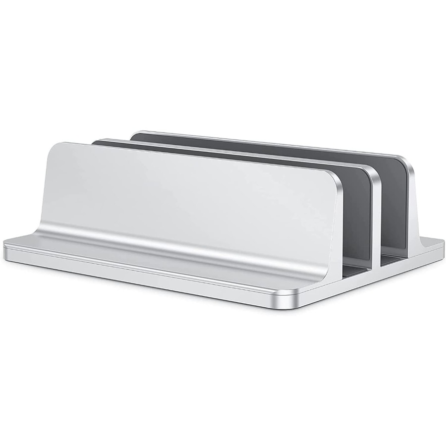 Vertical Laptop Stand, Aluminum Organizer, Sturdy Holder Compatible MacBook Pro/Air, Mac Mini iPad Pro Silver