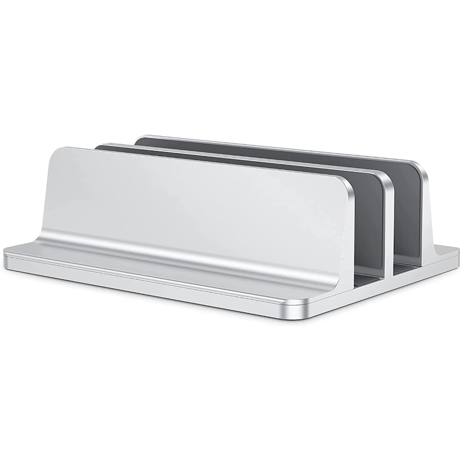 Vertical Laptop Stand, Aluminum Organizer, Sturdy Holder Compatible MacBook Pro/Air, Mac Mini iPad Pro Silver