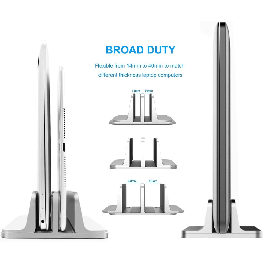 Vertical Laptop Stand, Aluminum Organizer, Sturdy Holder Compatible MacBook Pro/Air, Mac Mini iPad Pro Silver