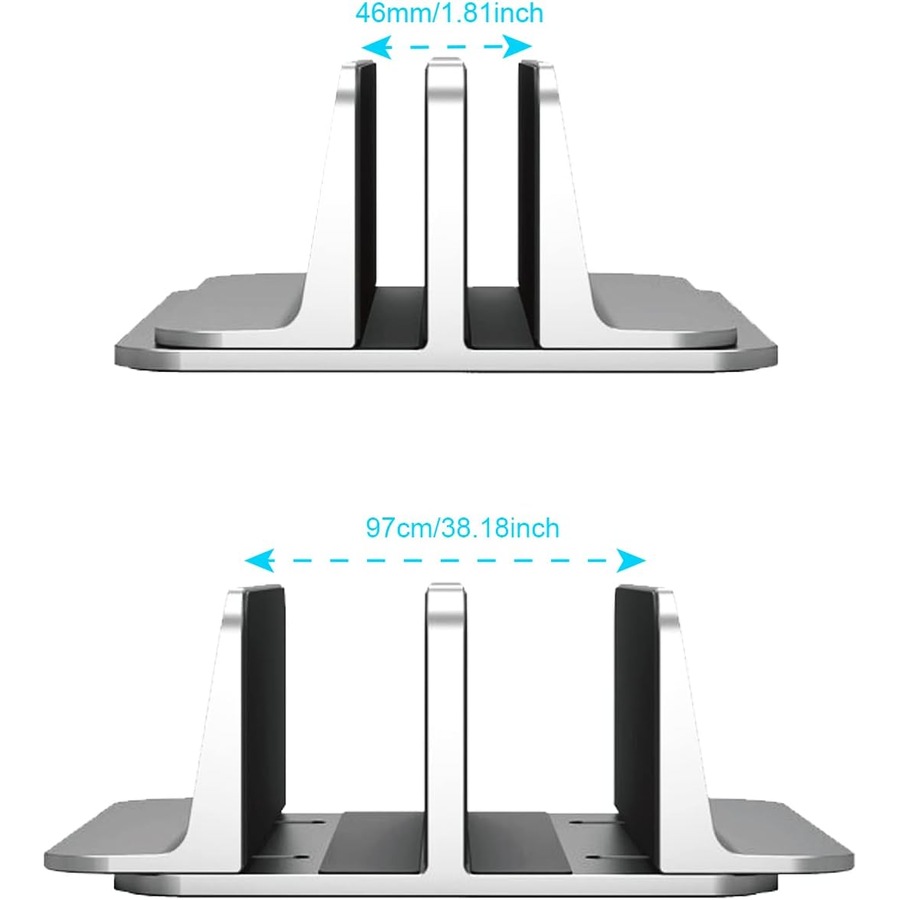 Vertical Laptop Stand, Aluminum Organizer, Sturdy Holder Compatible MacBook Pro/Air, Mac Mini iPad Pro Silver