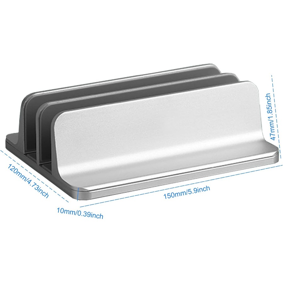 Vertical Laptop Stand, Aluminum Organizer, Sturdy Holder Compatible MacBook Pro/Air, Mac Mini iPad Pro Silver