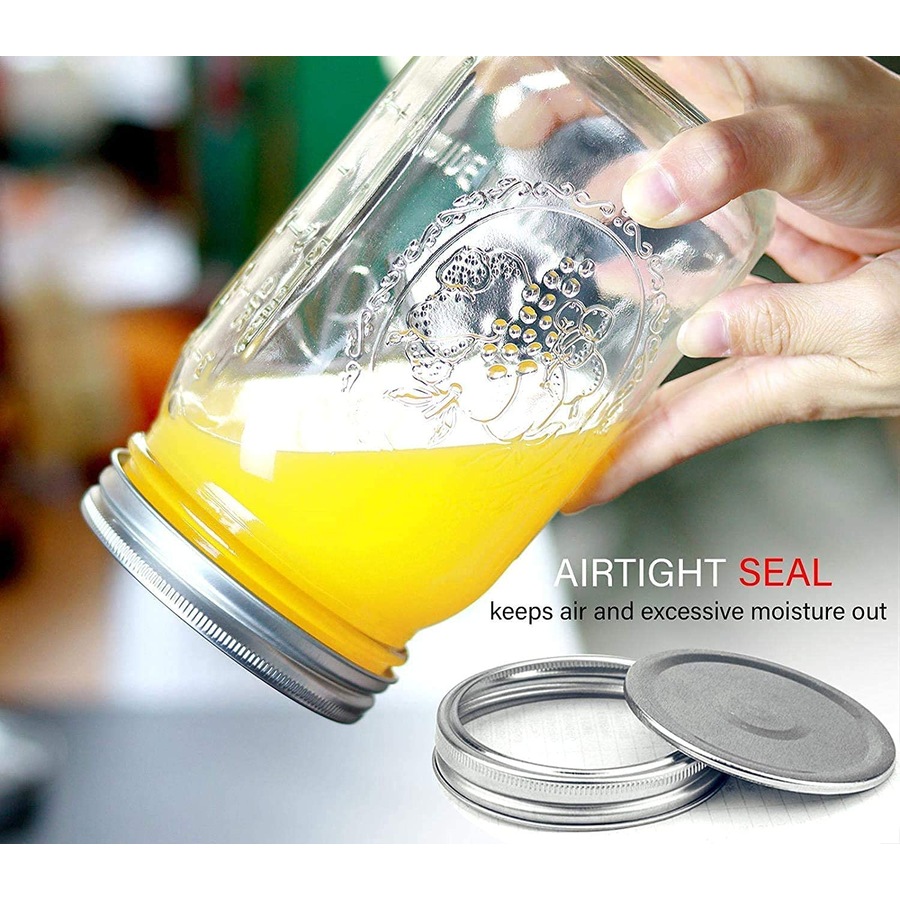 VIKUS 12 Pieces Canning Jars - 480ml Mason Jar Empty Glass Spice Bottles with Airtight Lids and Labels