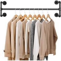 Wall Mounted Clothes Rail - Industrial Pipe Garment Hanger - 109x35x31cm - Holds up to 50kg