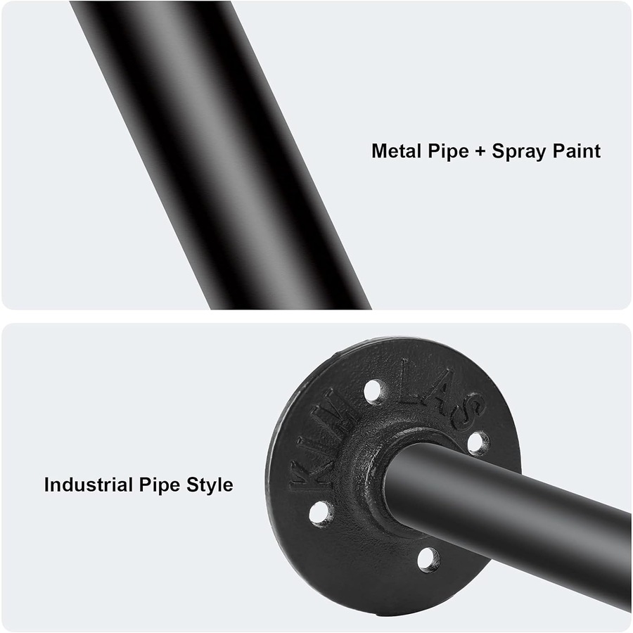 Wall Mounted Clothes Rail - Industrial Pipe Garment Hanger - 109x35x31cm - Holds up to 50kg