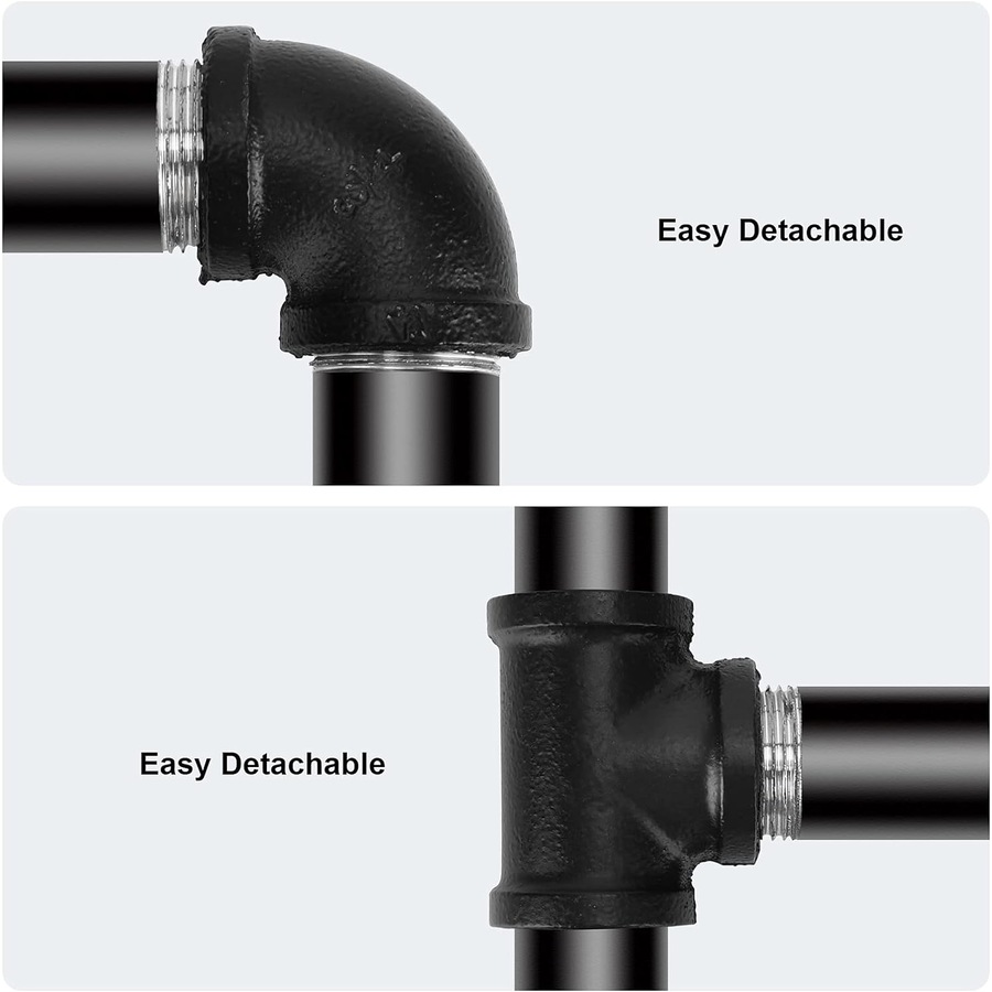 Wall Mounted Clothes Rail - Industrial Pipe Garment Hanger - 109x35x31cm - Holds up to 50kg