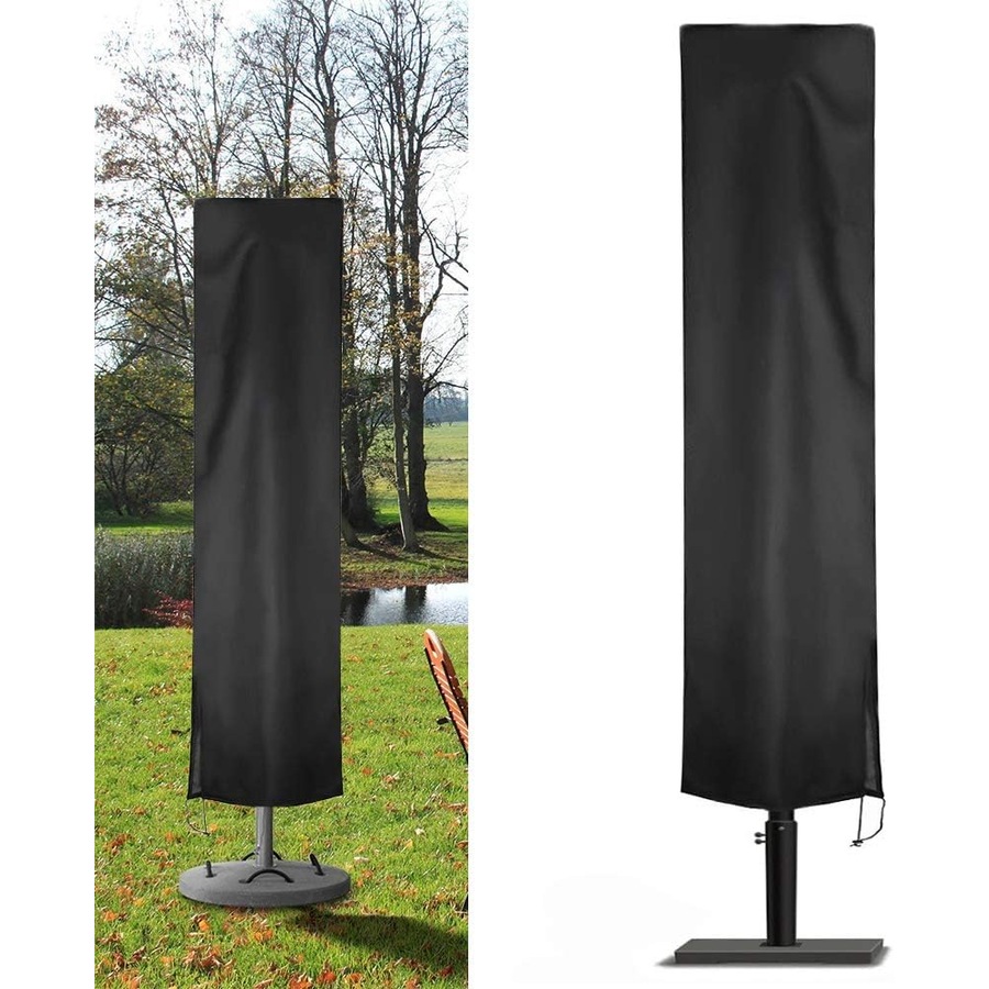 Waterproof Patio Umbrella Cover with Zipper - Black 210D Oxford Fabric