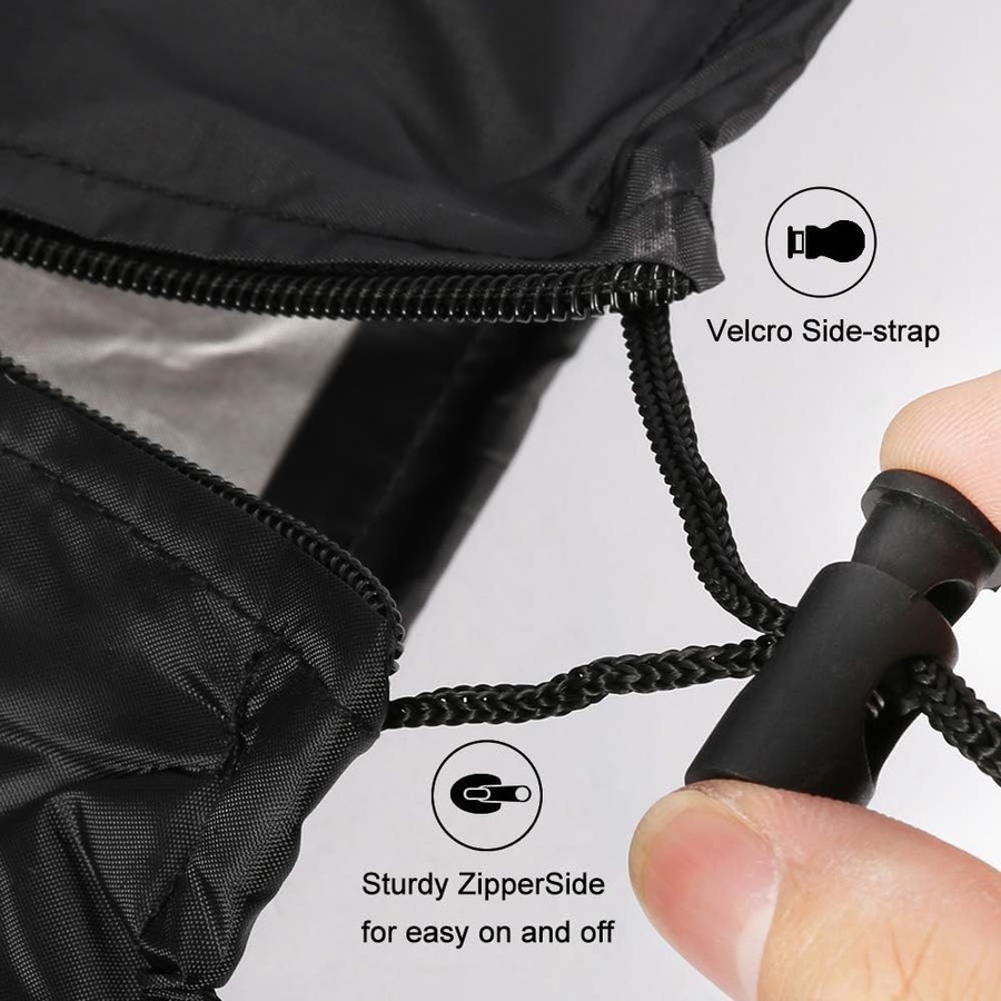 Waterproof Patio Umbrella Cover with Zipper - Black 210D Oxford Fabric