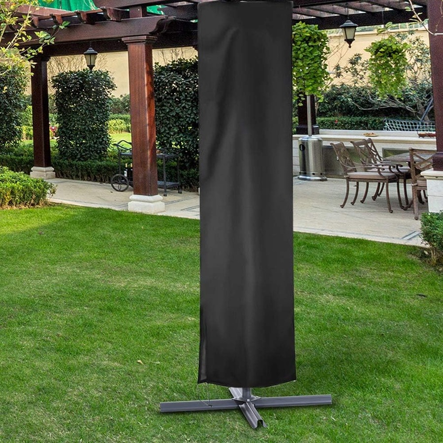 Waterproof Patio Umbrella Cover with Zipper - Black 210D Oxford Fabric