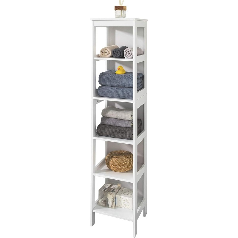 Buy White 5 Tier Bathroom Shelf 30x30x139cm MyDeal