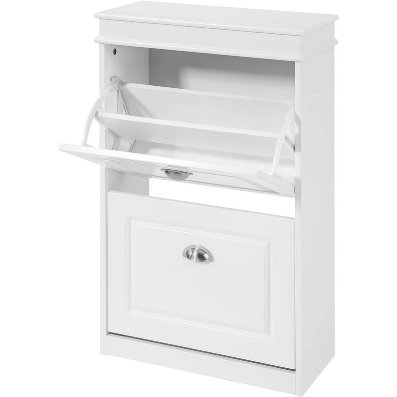 Buy White Shoe Cabinet with 2 Tilt-Out Drawers - 8-12 Pairs Shoe ...