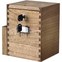 Wooden Suggestion Box Donation Ballot Wall Mount Lock 2 Keys, Dark Brown
