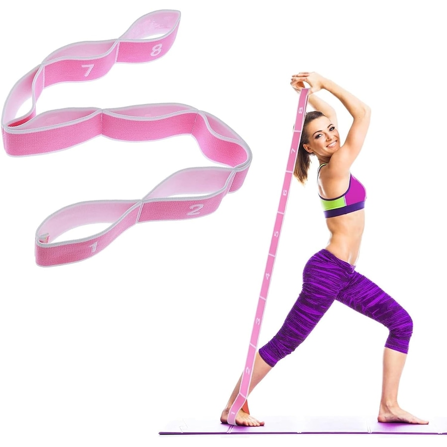 Yoga Stretching Strap - Multi-Loop Elastic Resistance Bands (Pink)