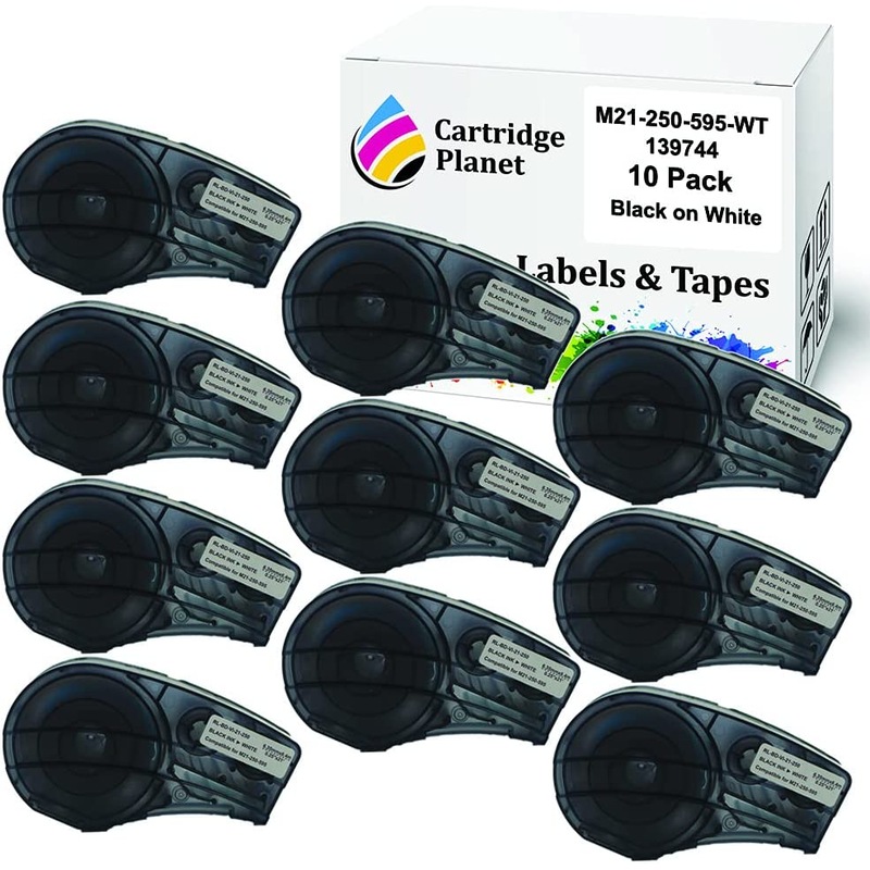 Buy 10 Pack Compatible M21-250-595-WT 139744 Black on White B-595 ...