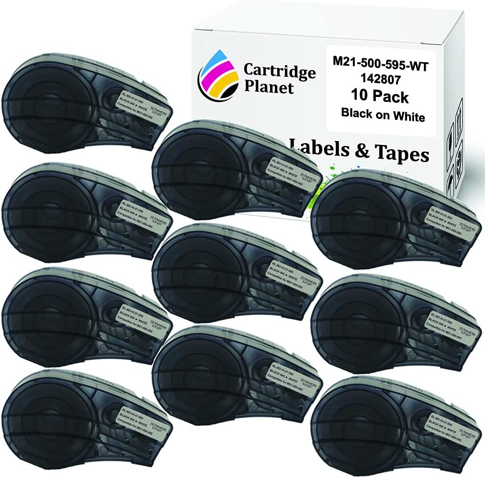 10-Pack Brady BMP21-PLUS Label Cartridges - White, 1/2