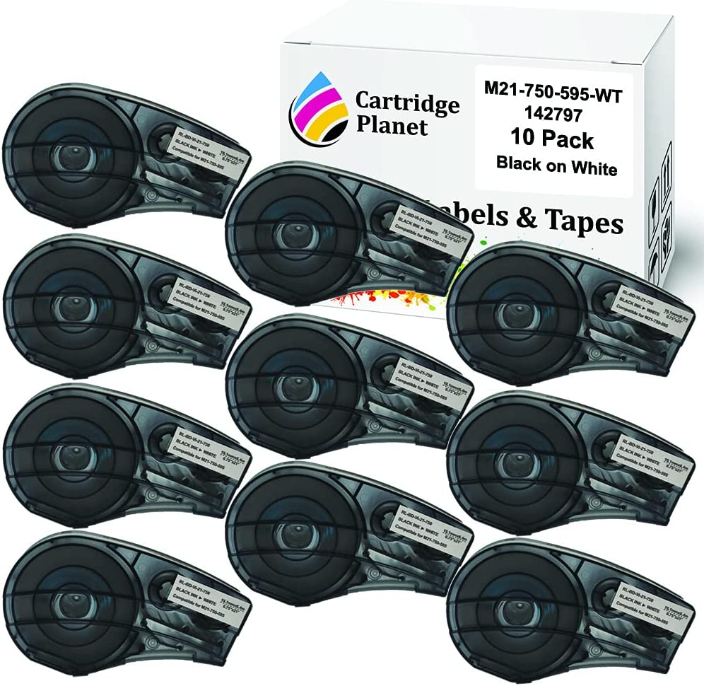 10-Pack Brady BMP21-PLUS Label Cartridges - White, 1/2