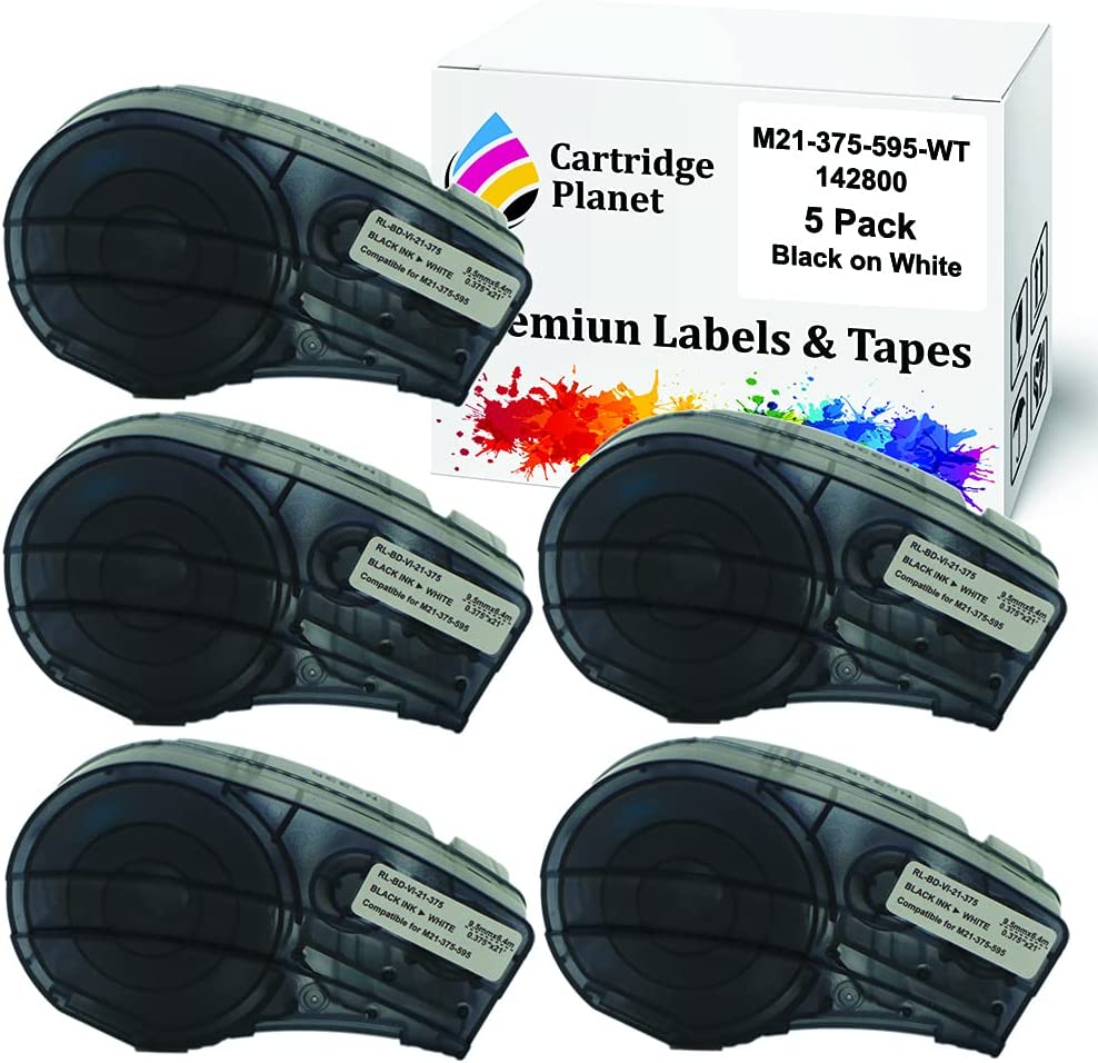 Buy 5 Pack Compatible M21-375-595-WT 142800 Black On White B-595 ...