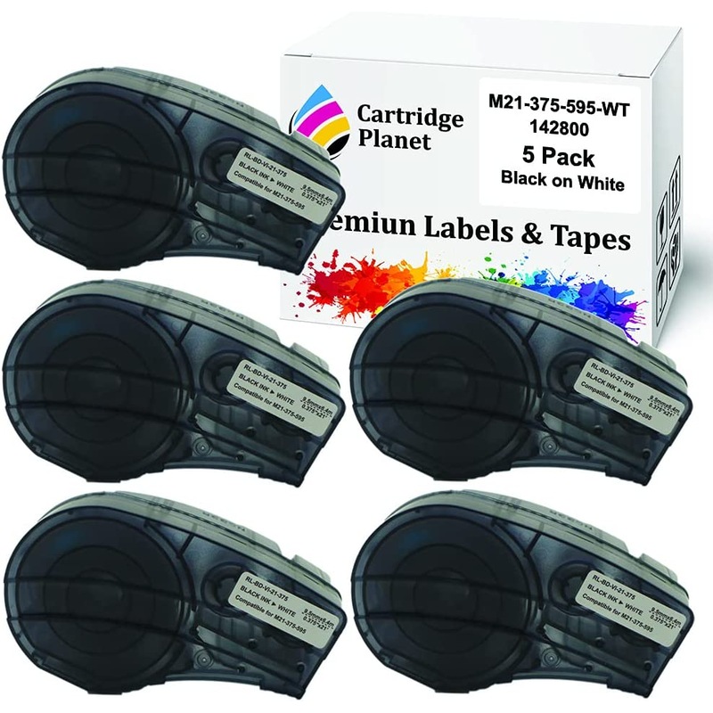Buy 5 Pack Compatible M21-375-595-WT 142800 Black on White B-595 ...