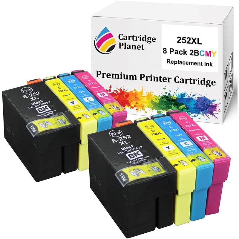 Buy 8 Pack 2bk2c2m2y Compatible Ink For Epson 252xl For Epson Workforce Wf 3620 Wf 3640 Wf 3630
