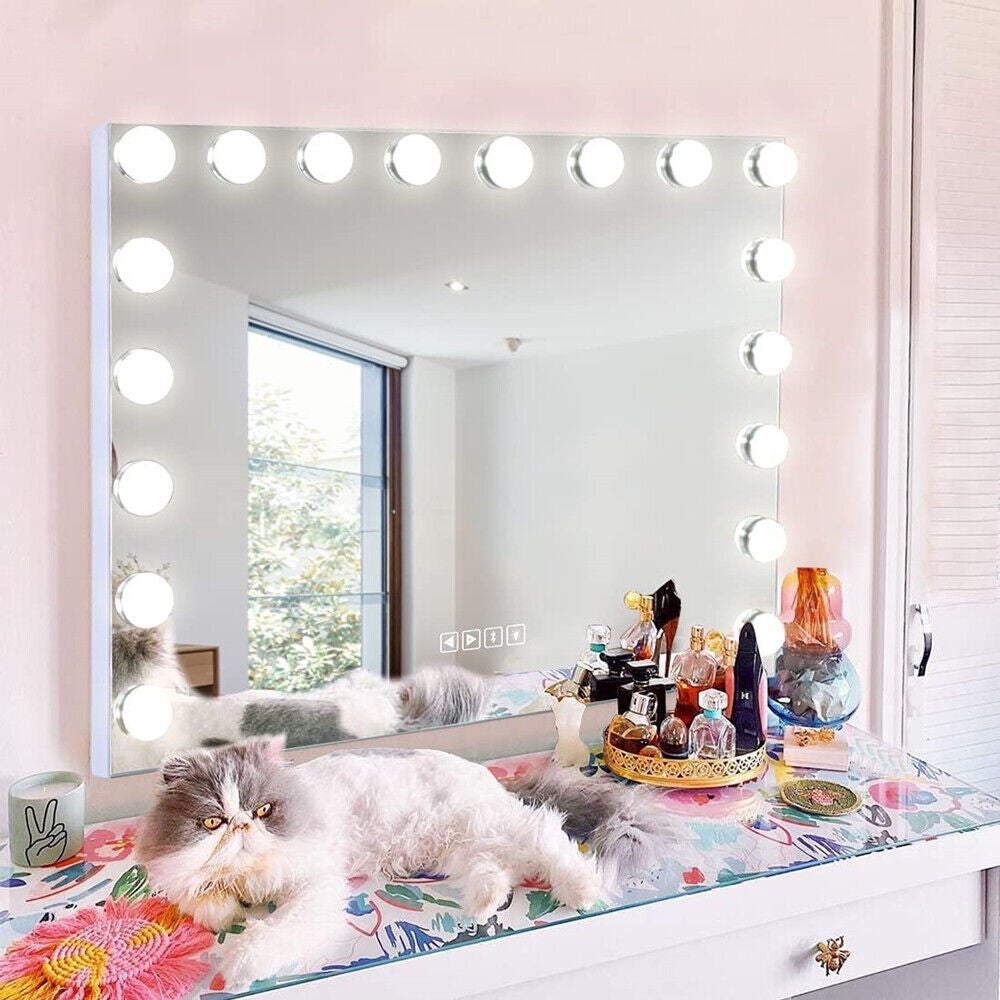 Fenchilin large vanity mirror with lights and bluetooth deals speaker