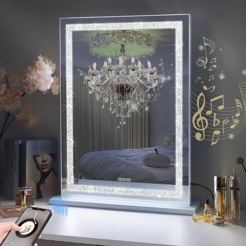 Buy FENCHILIN Crystal Hollywood Mirror With Lights Bluetooth Standing