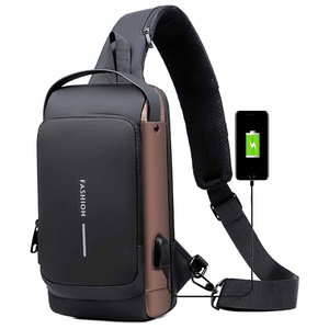 Men Sling Crossbody Bag Anti-theft Chest Shoulder Messenger Backpack USB Port