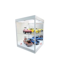 King Creation White Mirror Backed LED Rotary Showcase For 1:18 Diecast Toy Cars