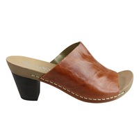 Andacco Gallon Womens Leather Mid Heel Sandals Slides Made In Brazil