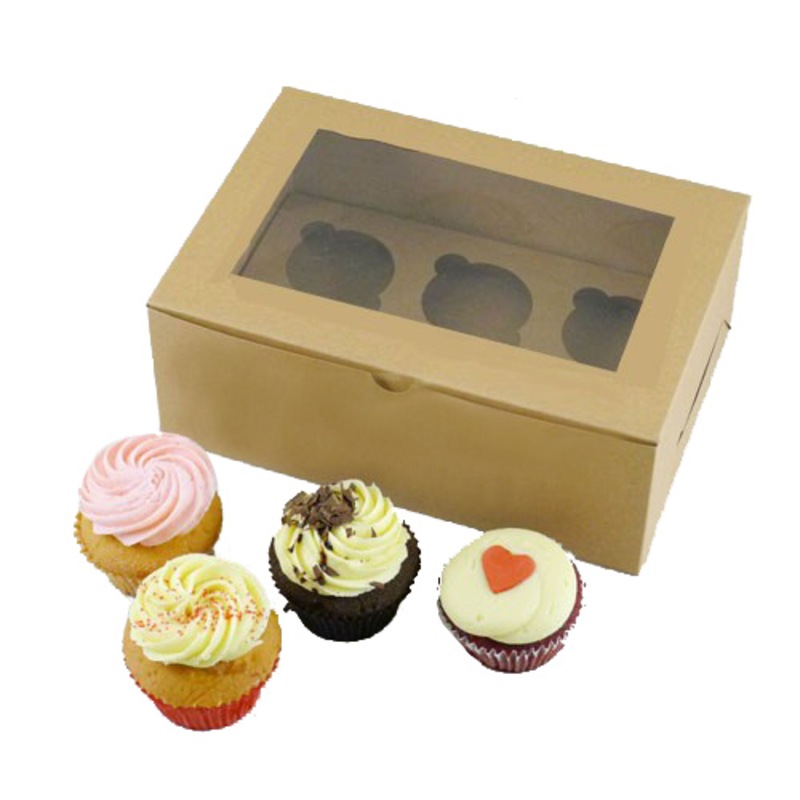 Buy Kraft Brown Cupcake Box 6 Cups MyDeal