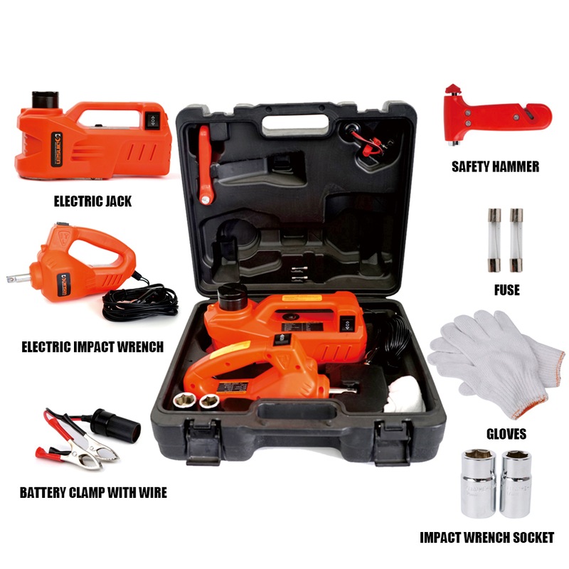 Buy 5Ton 12V Car Electric Hydraulic Floor Jack Lift + Impact Wrench Kit