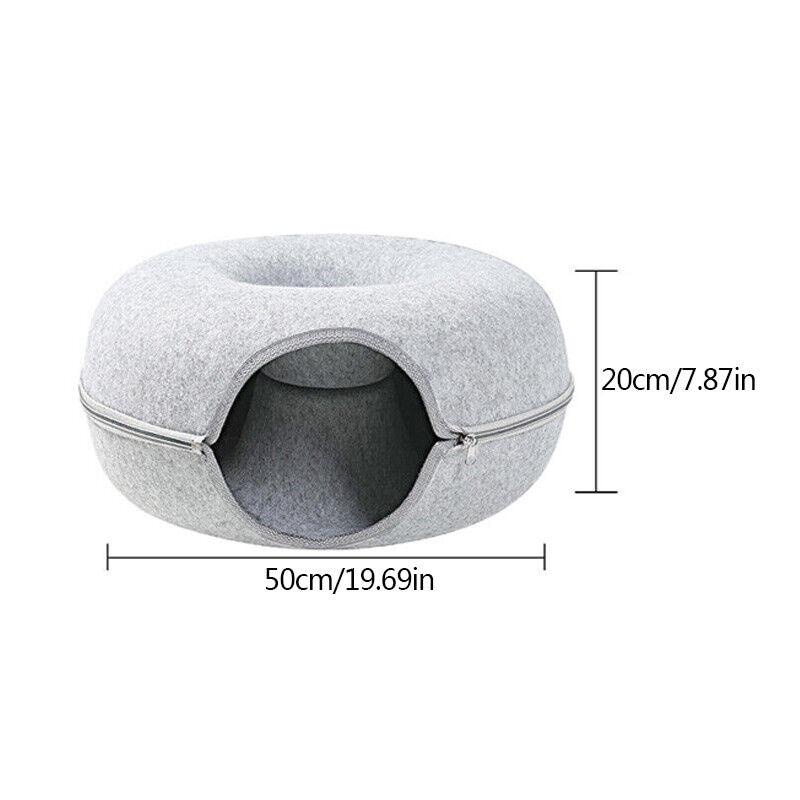 Buy Cat Tunnel Bed Felt Pet Puppy Nest Cave House Round Donut Washable ...