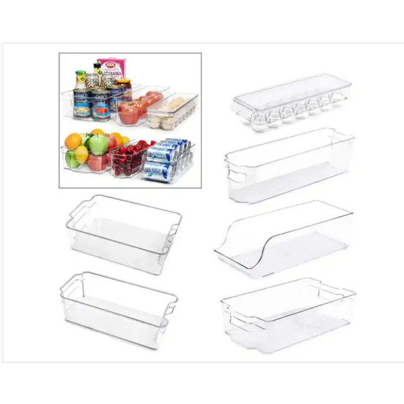 Buy Refrigerator Clear Plastic Storage Bins 6 Pcs Food Organizer Bins with Handles for Fridge