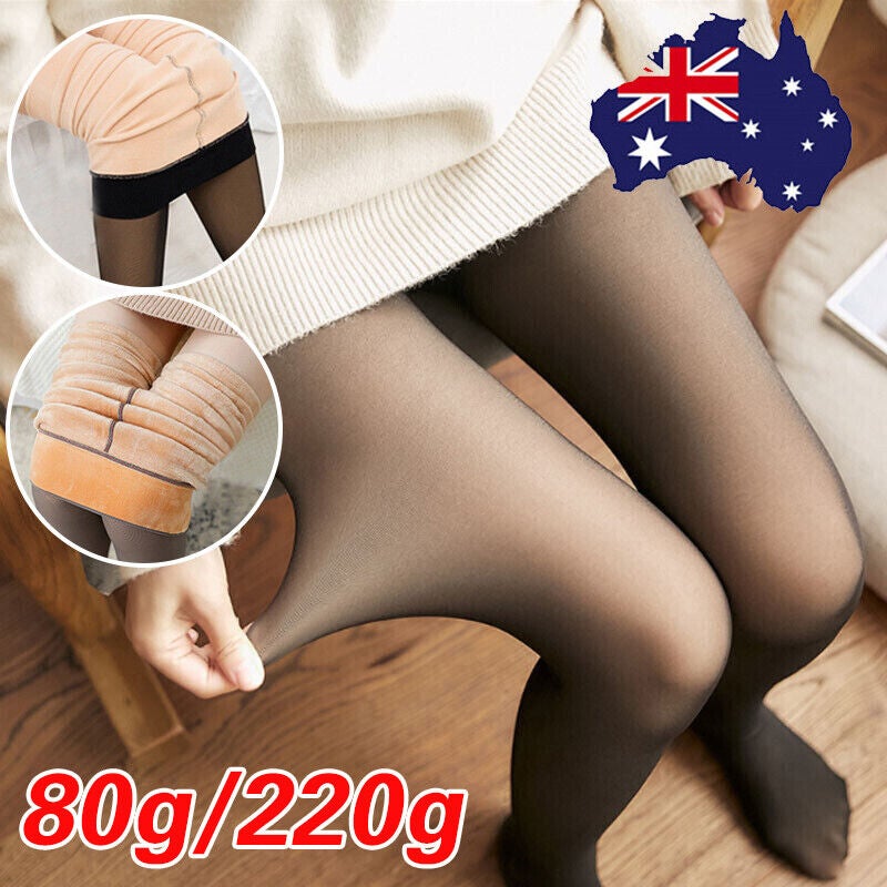 Women Winter Warm Fleece Tights Stockings Thermal Lined Translucent  Pantyhose