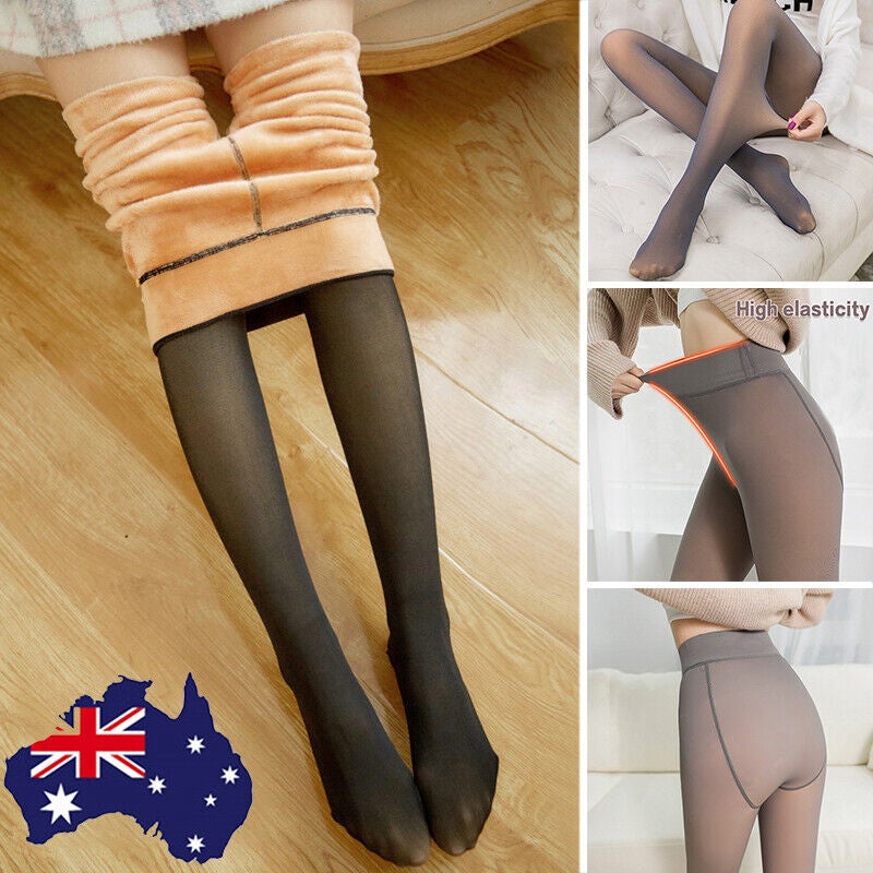 Fashion Women Thermal Lined Translucent Pantyhose Warm Fleece Tights  Stocking