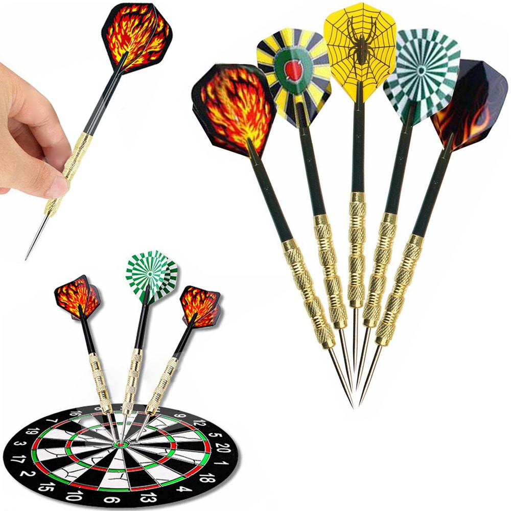 18g Heavy Metal Darts Set – Brass Barrel, Steel Tip, For Bristle/Sisal Dartboards