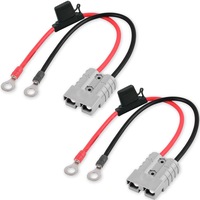 2pcs FUSED Anderson Lead 50amp plug to 8mm Lugs, 10 B&S 60 amp cable lead