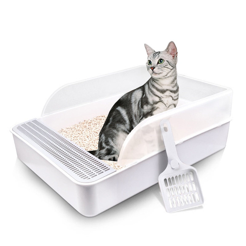 Buy Open Cat Litter Tray Box Kitty Toilet With Extra Large Entry And ...