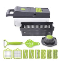 Vegetable Chopper Mandoline Slicer Cutter Chopper 12 in 1 Interchangeable  Blades with Colander Basket and Container