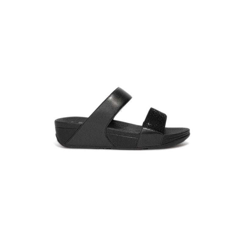 Buy FitFlop Lulu Crystal Embellished All Black Slides - MyDeal