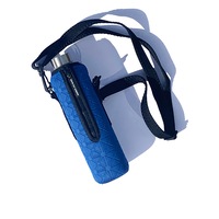 * Super Sale - TRVLR by BBBYO carry cover - with shoulder strap - 750 ml Glass - Textured Blue