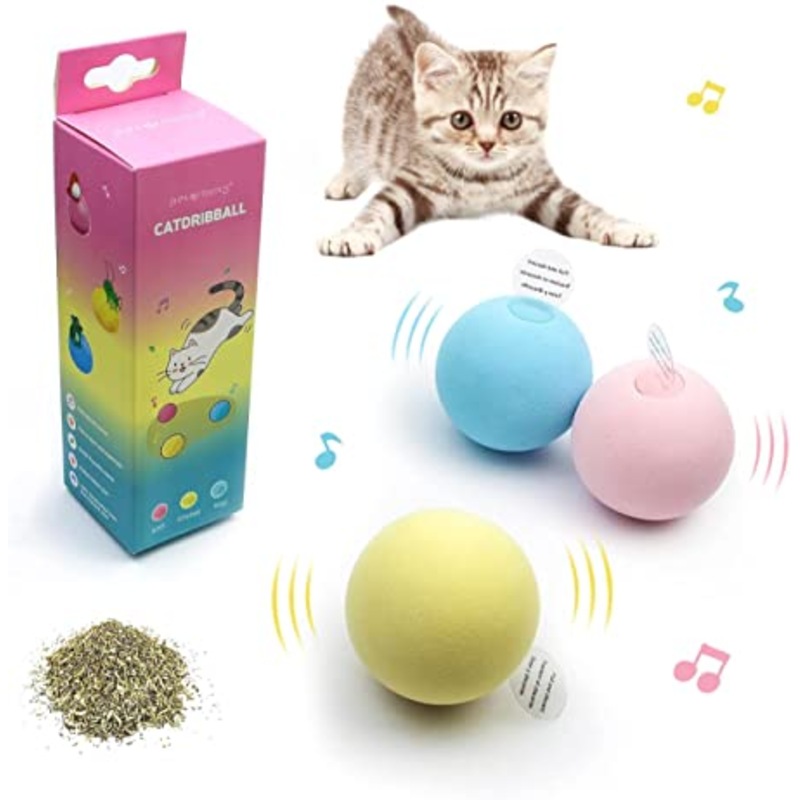 Buy Interactive Cat Toy Chirping Ball with Catnip box of 3Pcs - MyDeal