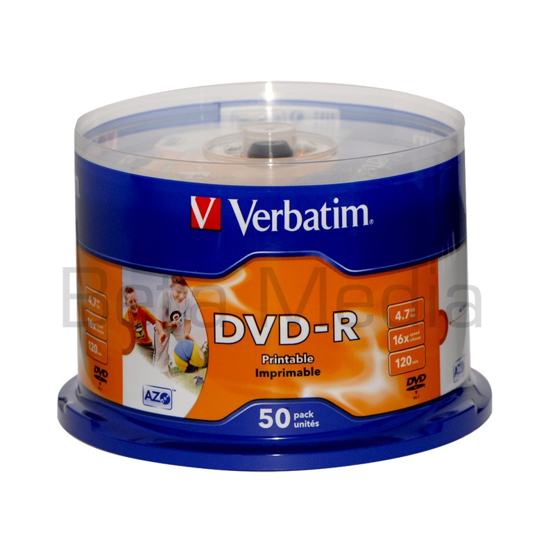 Buy 100 x Verbatim blank DVD-R 16x 4.7BG - FULL HUB Wide Printable DVD Discs - MyDeal