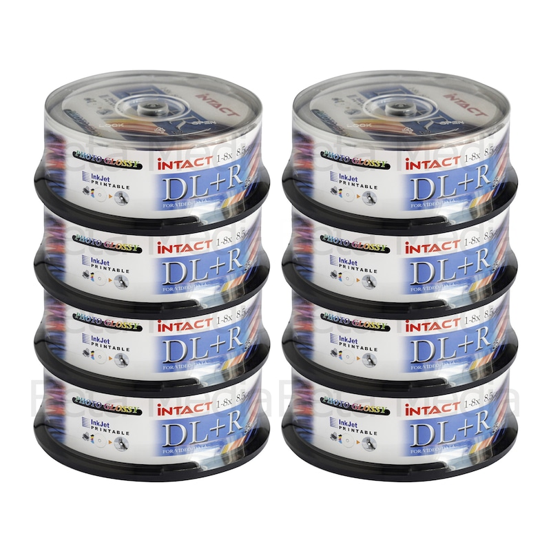 Buy 200 x Intact 8.5GB DVD+R DL Dual layer 8X - Full Hub Glossy ...