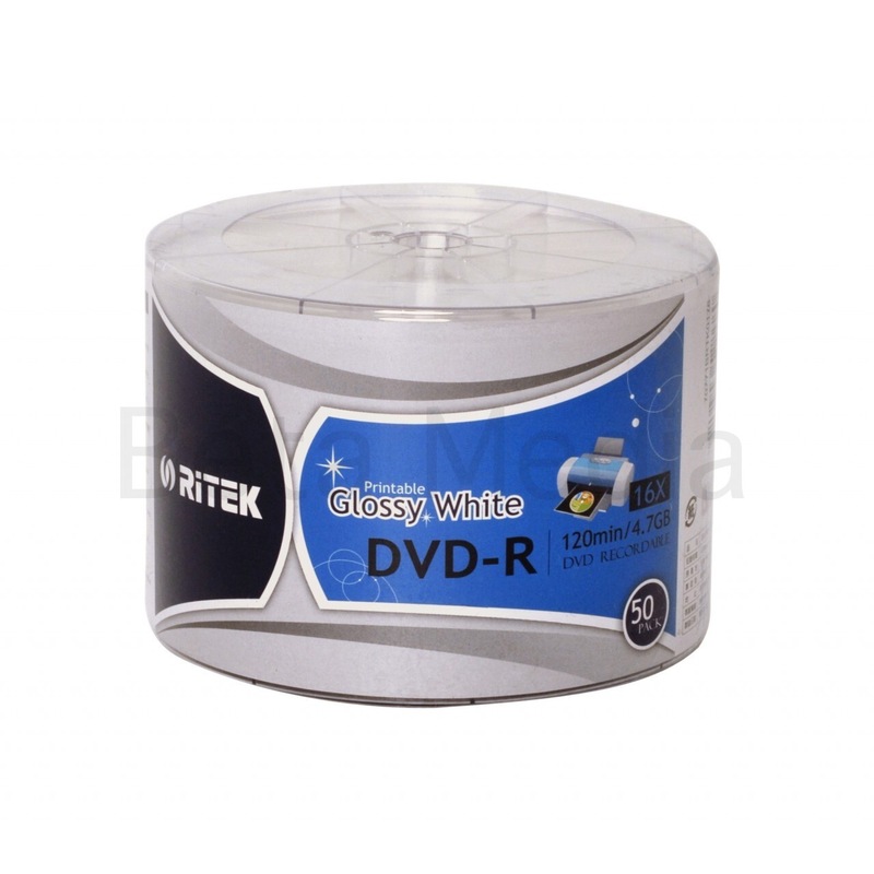 Buy 600 x Ritek Blank Full Hub Printable Glossy White DVD-R 16X Gloss ...