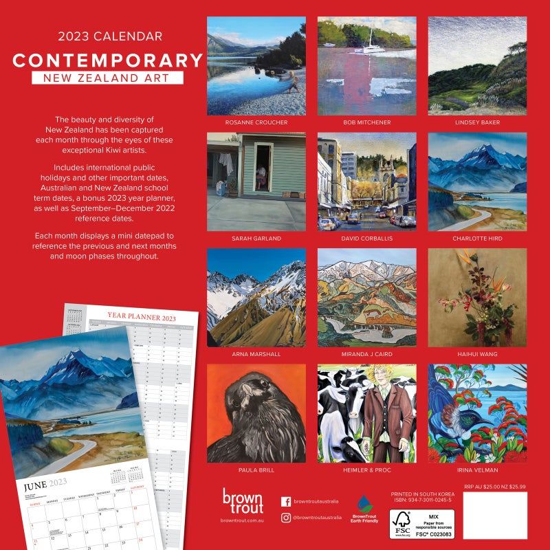 Buy 2023 Calendar Contemporary New Zealand Art Square Wall, Browntrout