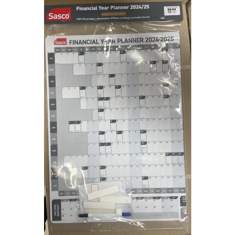 Buy 20242025 Financial Year Wall Planner Sasco 870x610mm 3622425 MyDeal