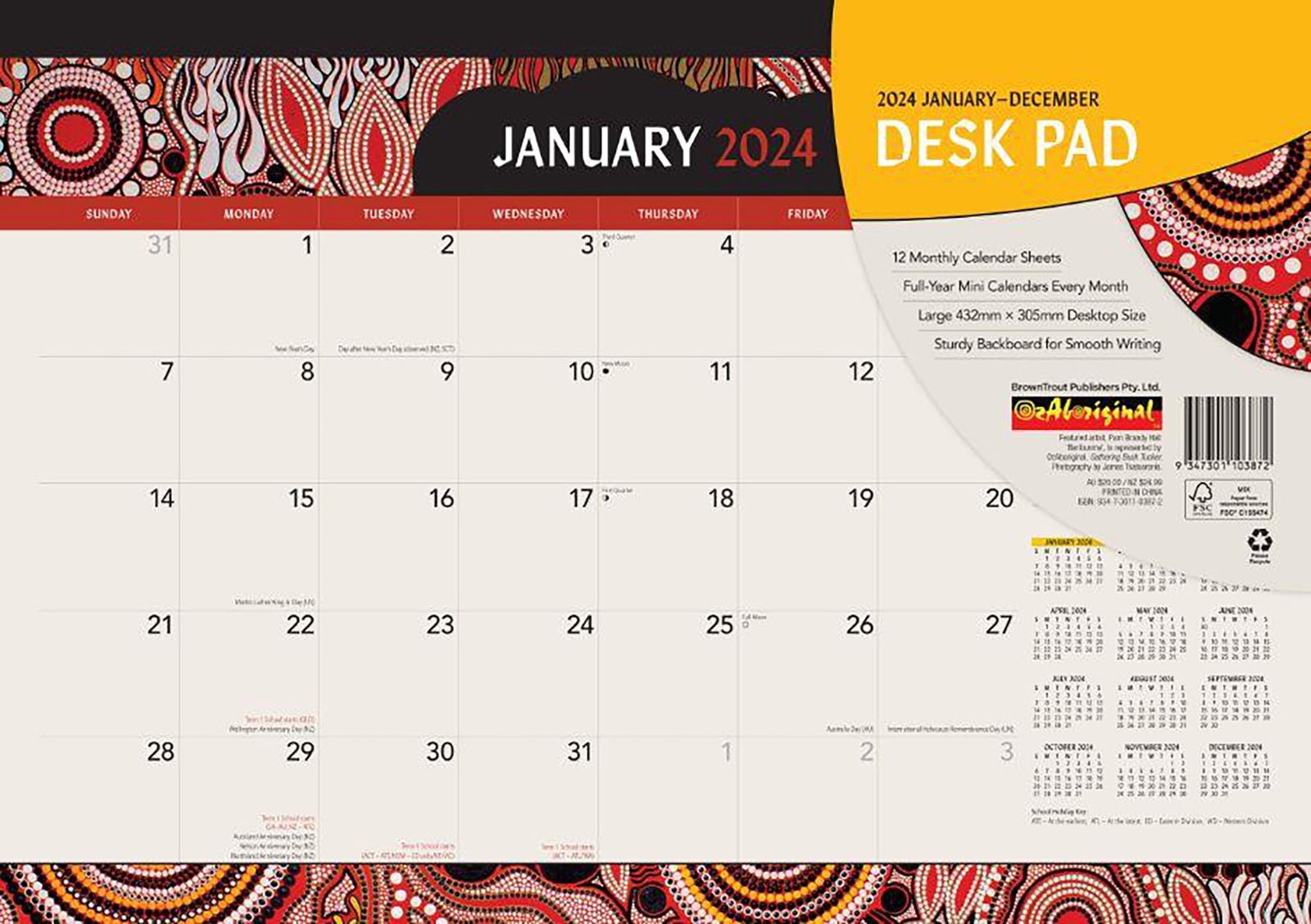 Buy 2024 Calendar Aboriginal Art Desk Pad Browntrout A03872 MyDeal   2024 Calendar Aboriginal Art Desk Pad Browntrout A03872 10387939 00 