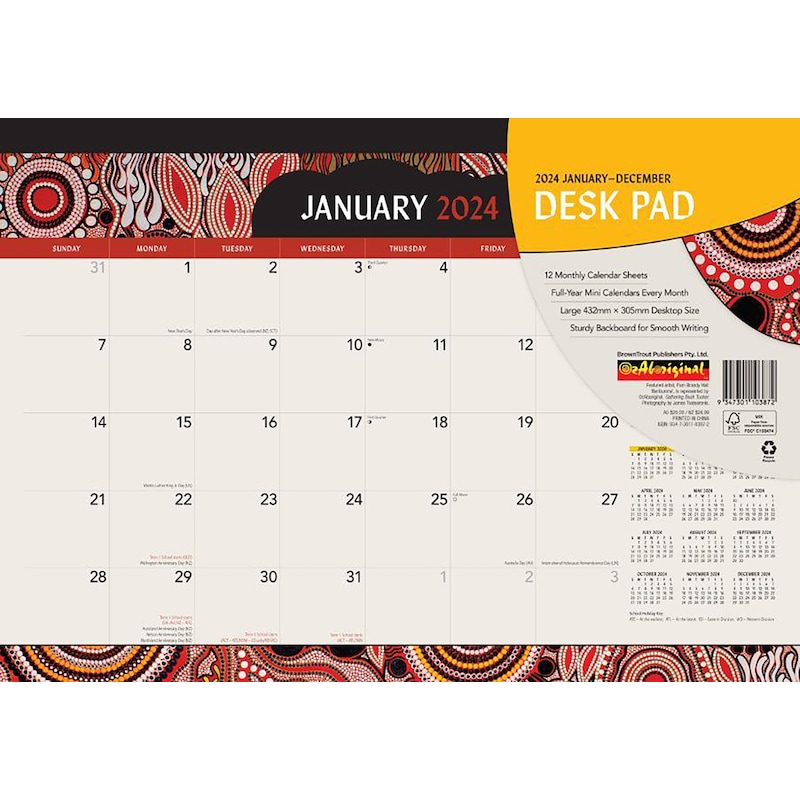 Buy 2024 Calendar Aboriginal Art Desk Pad Browntrout A03872 MyDeal