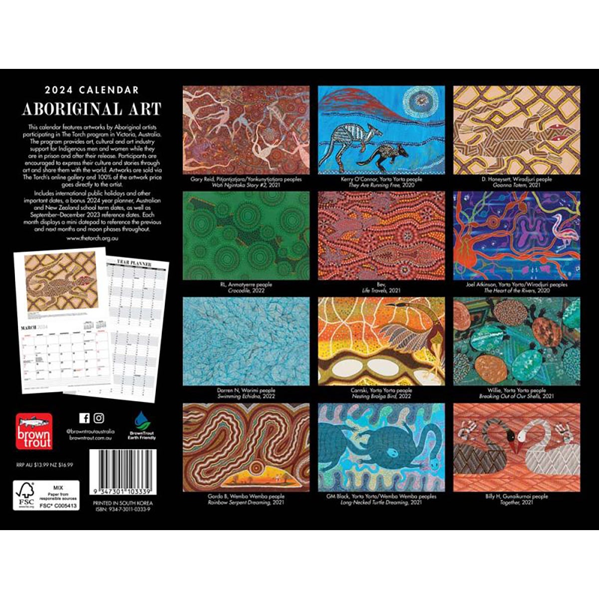 Buy 2024 Calendar Aboriginal Art Horizontal Wall Browntrout A03339   2024 Calendar Aboriginal Art Horizontal Wall Browntrout A03339 10299422 01 