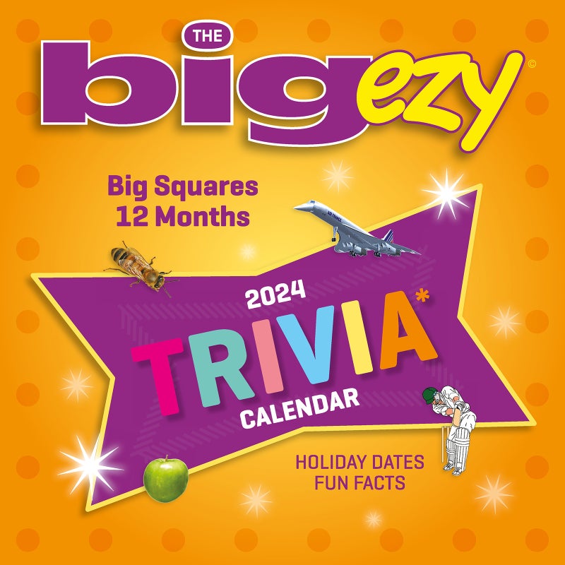 Buy 2024 Calendar Big Ezy Trivia Ruby Square Wall by Bartel RB408 MyDeal